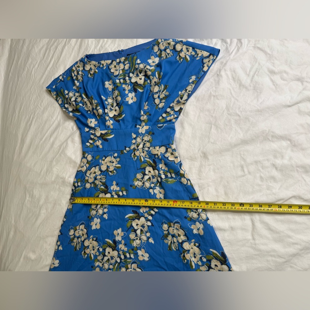 Blue Floral Fit & Flare Midi Maxi Pockets Autumn Wedding Guest Homecoming Dress - Picture 13 of 13